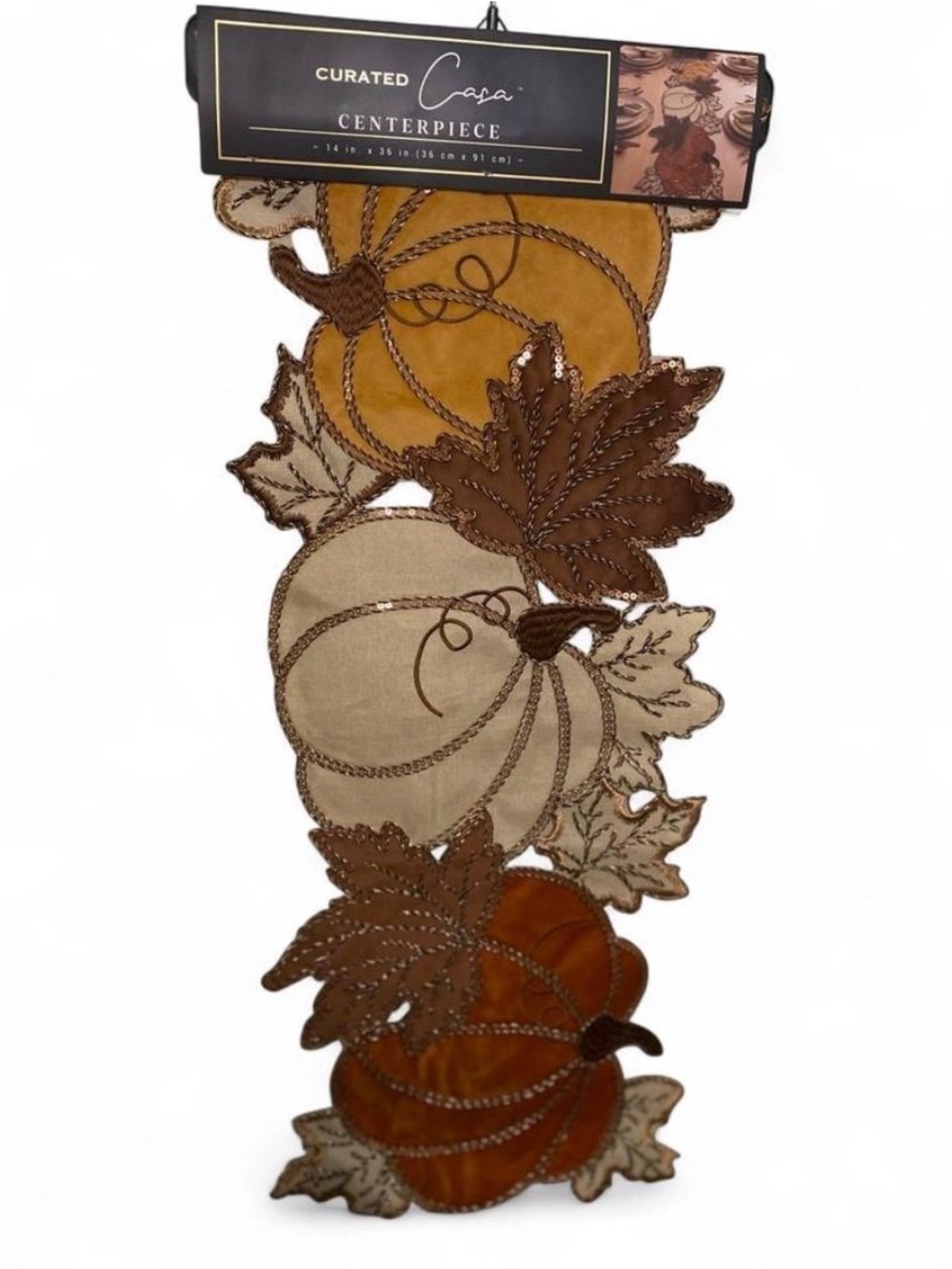 Brown & Cream Pumpkin Centerpiece Table Runner